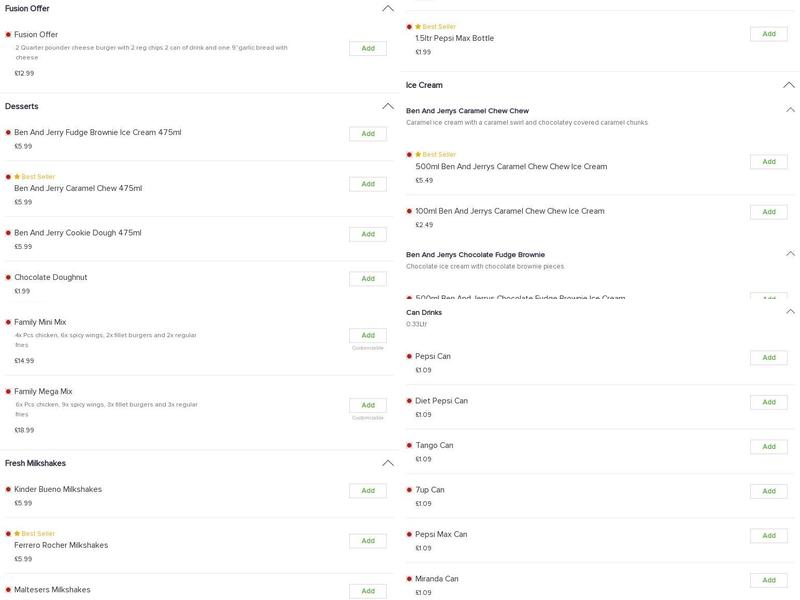 Frankies Chicken & Pizza Bar Menu