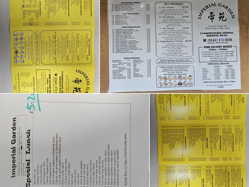 Imperial Garden Menu