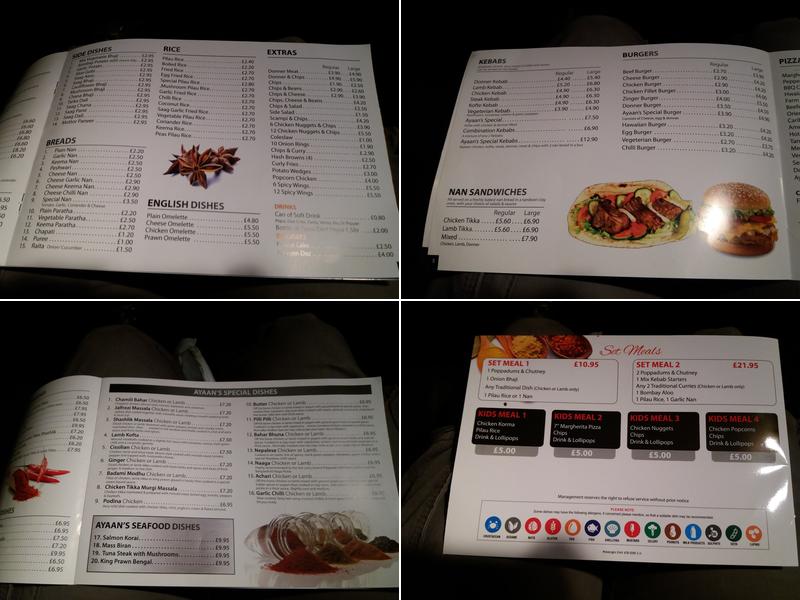 Ayaans Indian Takeaway Menu