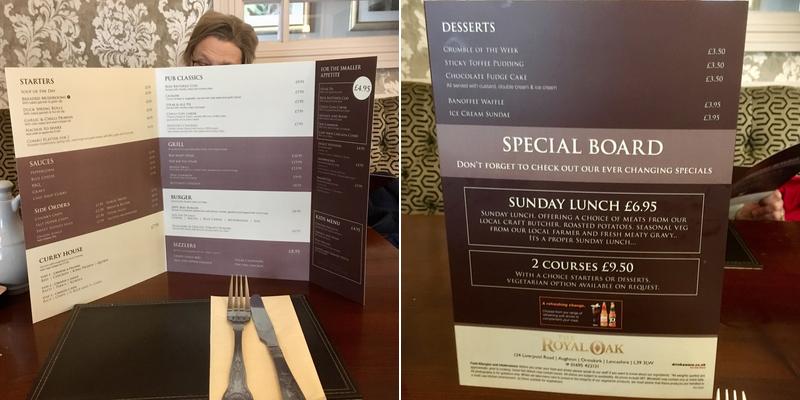 The Royal Oak Menu