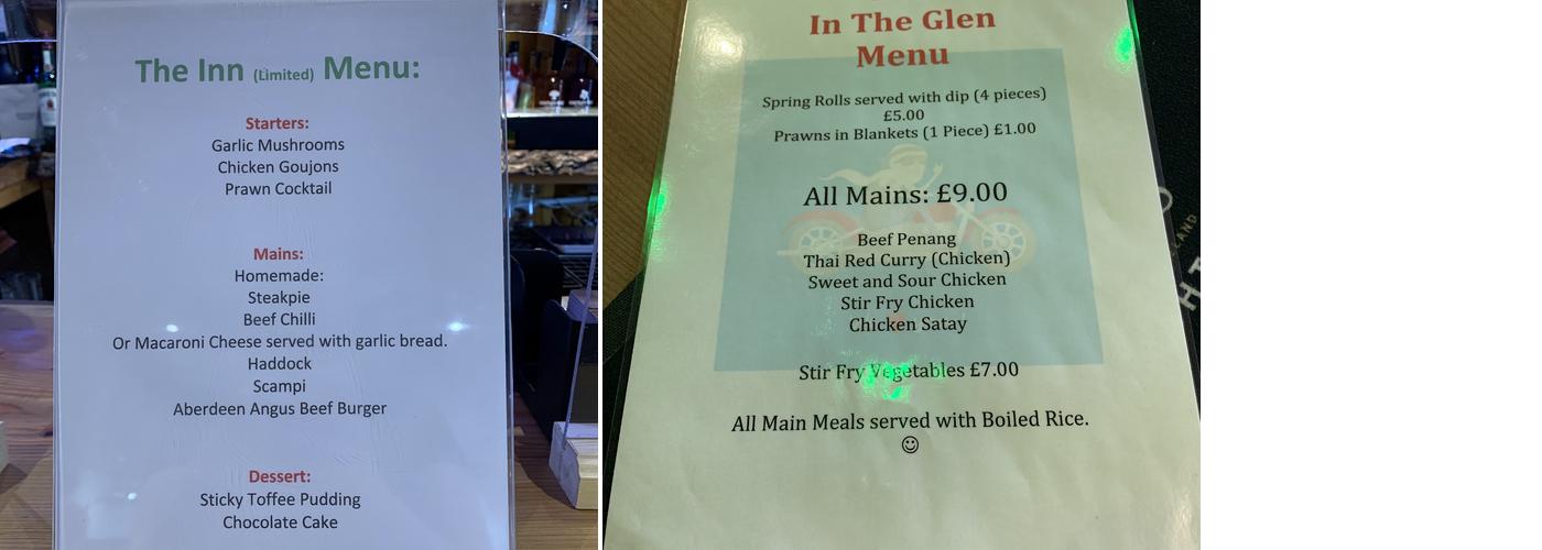 The Aviemore Inn pub and grill Menu