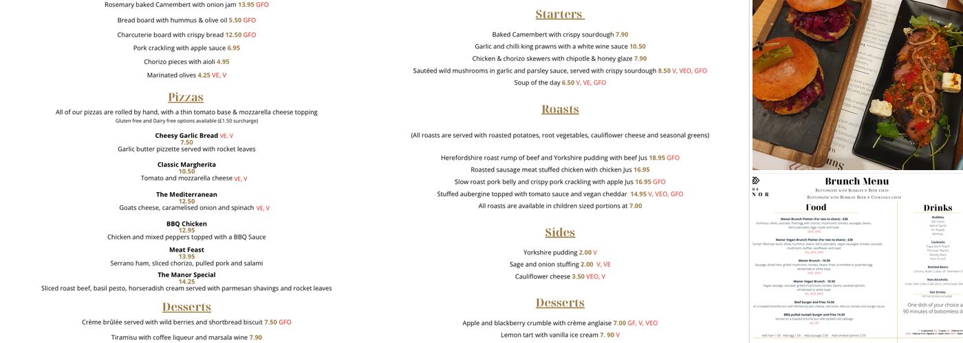 The Manor Aylesbury Menu