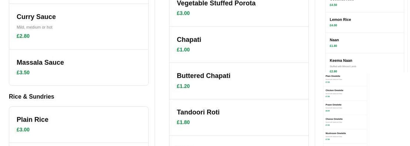 Elm Farm Tandoori Menu