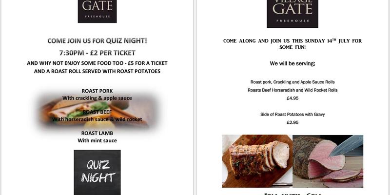 The Village Gate Menu