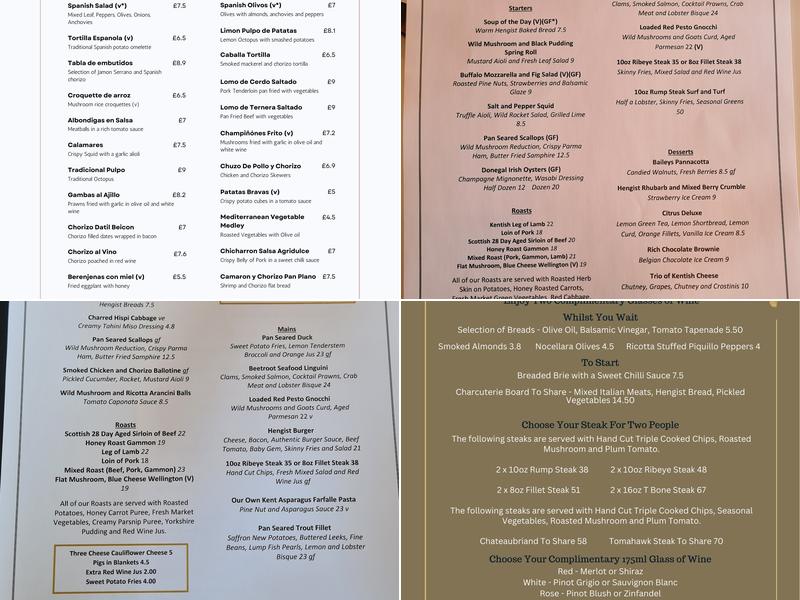 The Hengist - Modern Restaurant and Bar Menu
