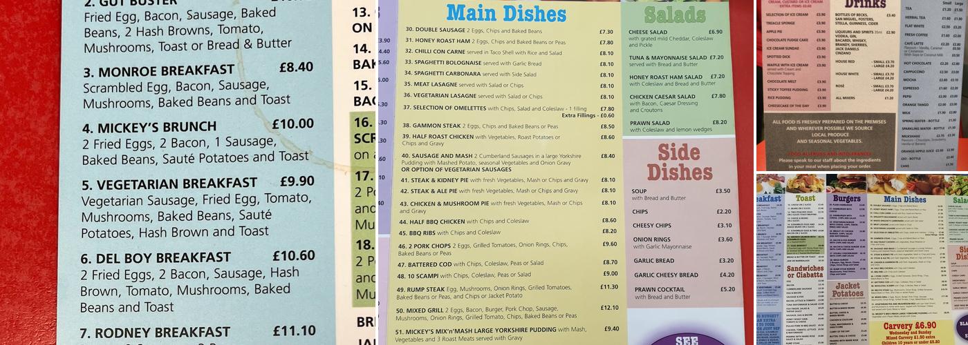 Mickey's Diner Menu
