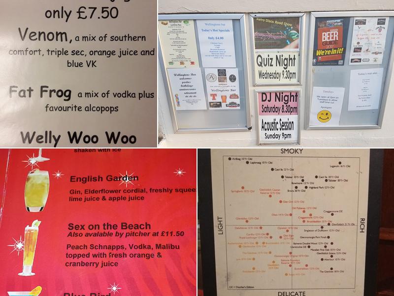 Wellingtons Lounge Bar Menu