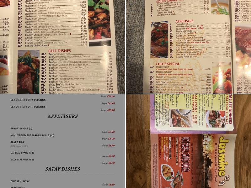 Jasmine Chinese Takeaway Menu