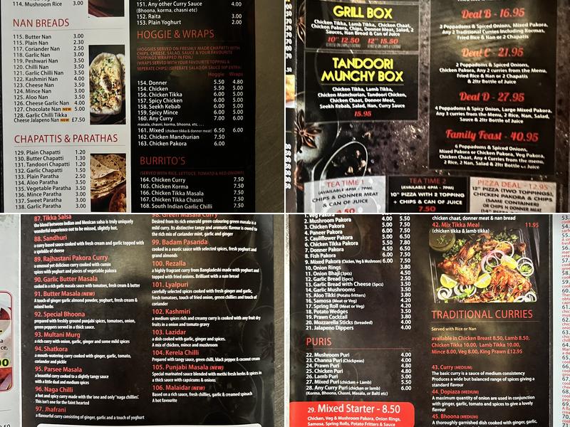 The Curry Leaf Menu
