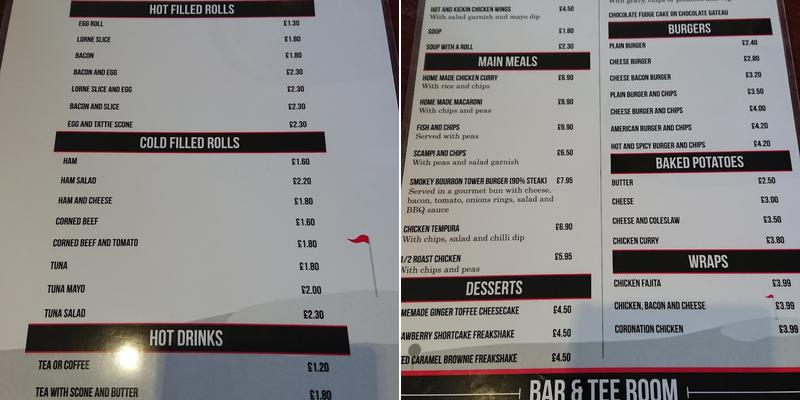 The Bar at Dalmilling Golf Course Menu