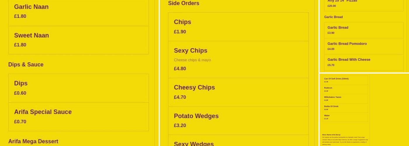 Mama Arifa Menu