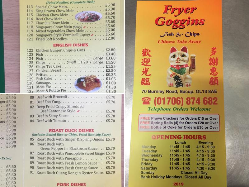 Fryer Goggins Menu