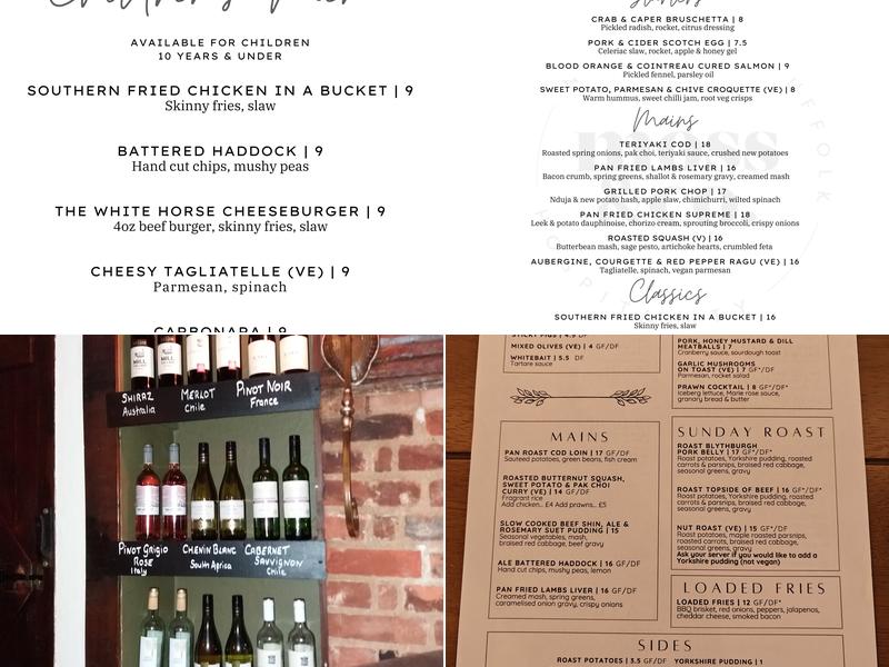 The White Horse Inn Menu