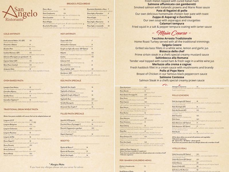 San Angelo Menu