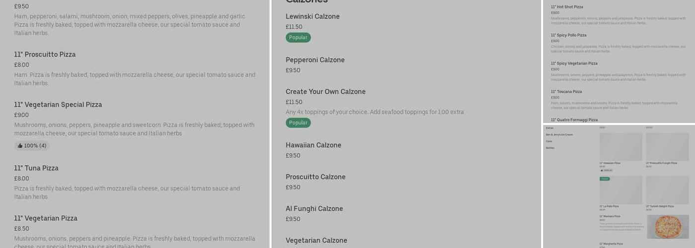 Whitehouse Pizza Menu