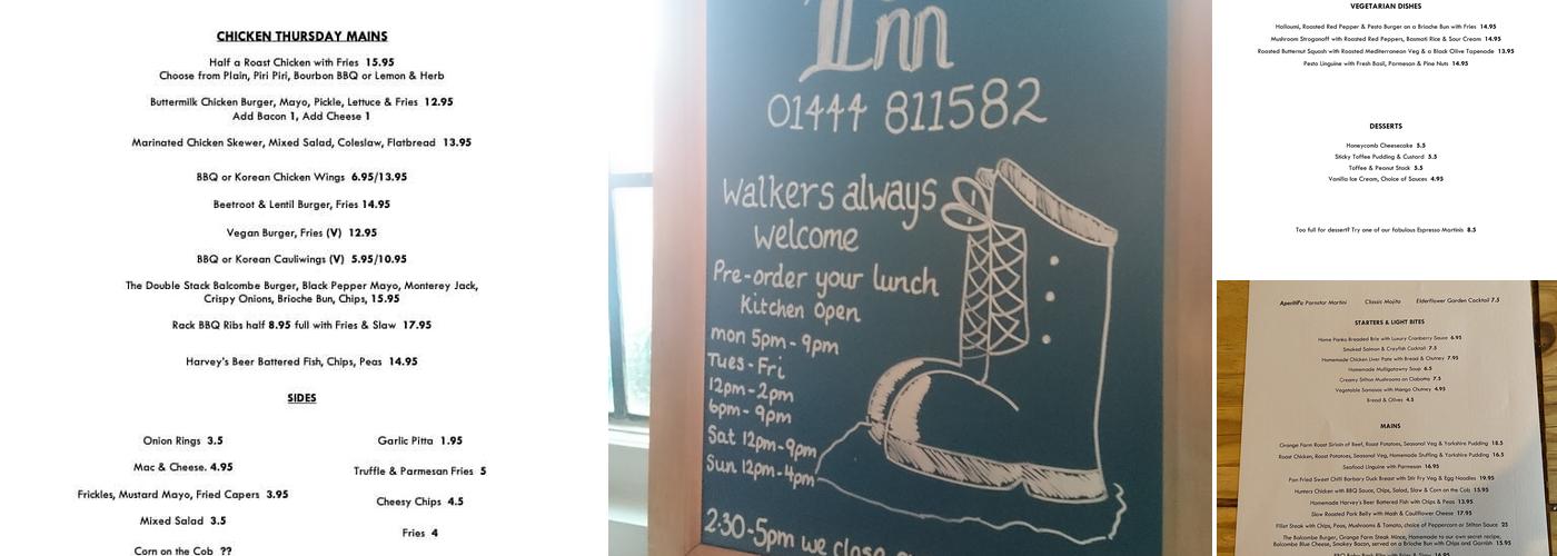 The Half Moon Inn Balcombe Menu