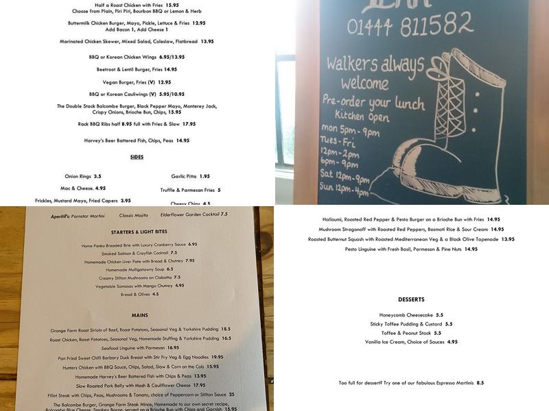 The Half Moon Inn Balcombe Menu