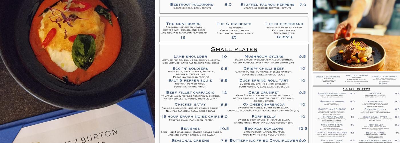 Chez Burton Menu