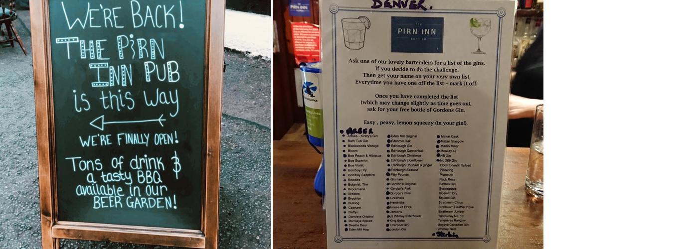 The Pirn Inn Bar (not Chinese) Menu