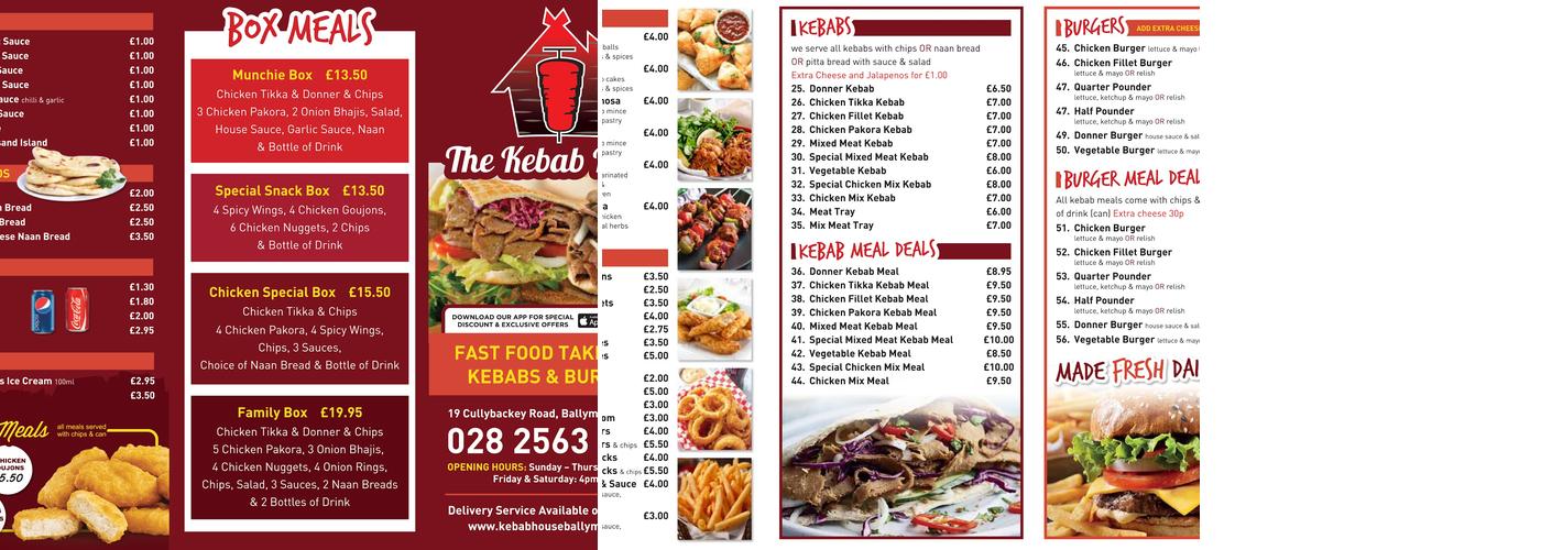 The Kebab House Ballymena Menu