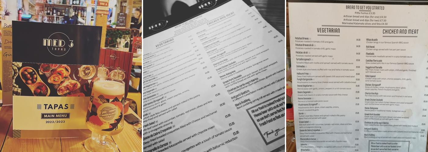 Med 3 Tapas Menu