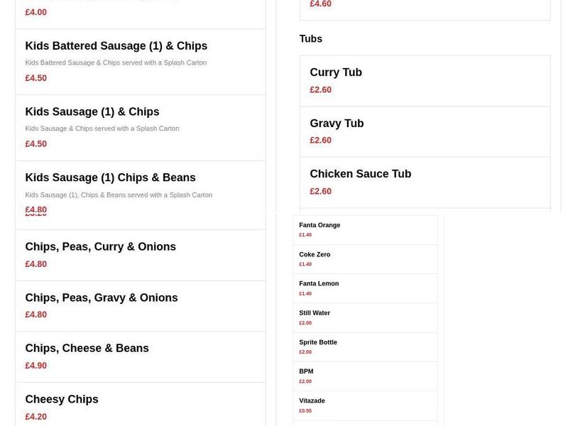 Mac's Traditional Fish & Chips Menu