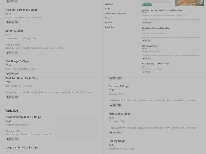Grimsbury Fish Bar Menu