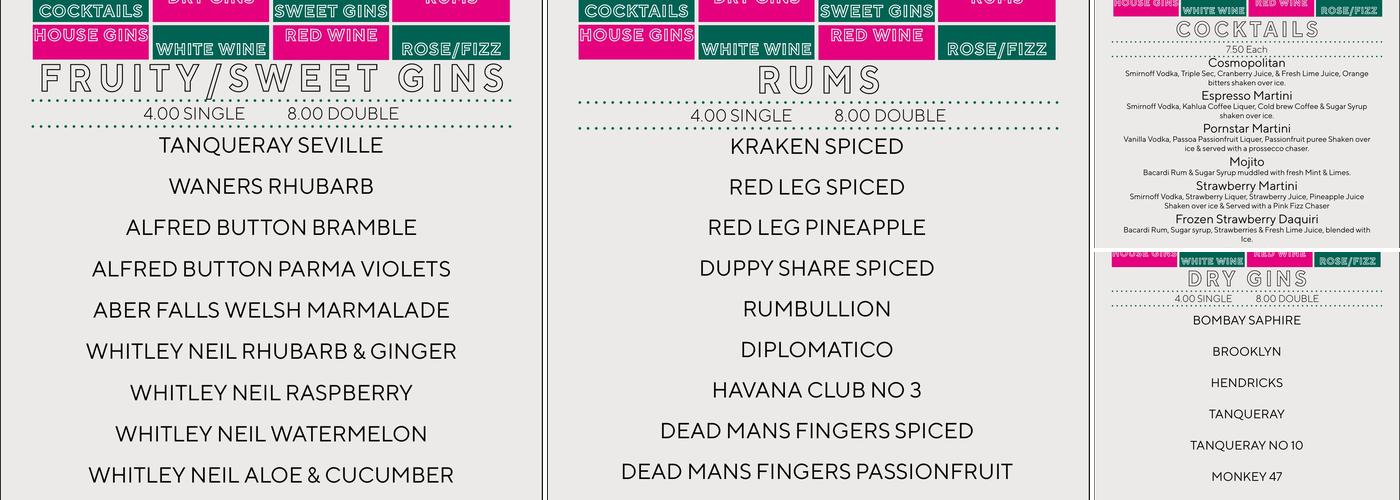 The Wine Vaults Menu