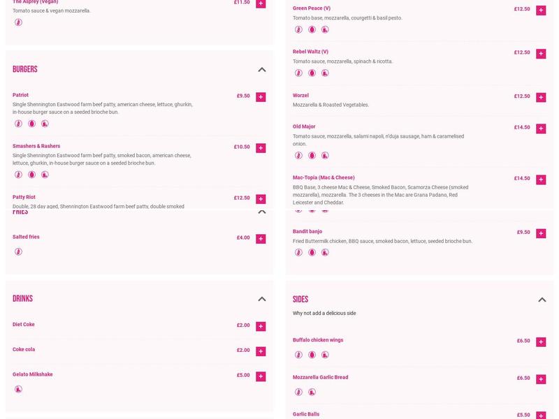 UpRise Pizza Co Menu