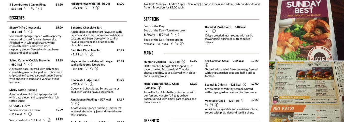 Hanwell Arms Menu