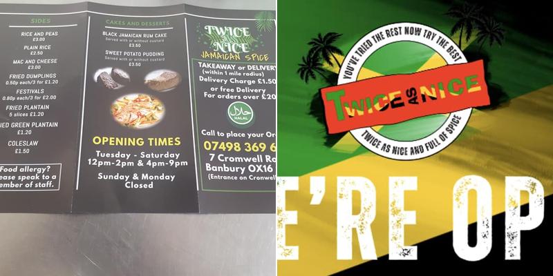 Twice as Nice Jamaican spice Menu