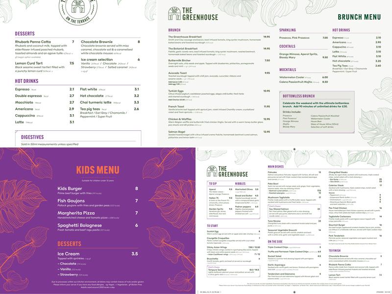 The Greenhouse Banbury Menu