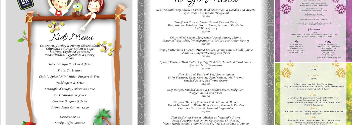 Underground Dining Menu