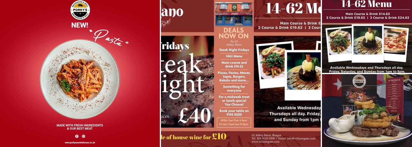 Villa Oregano Bangor Menu