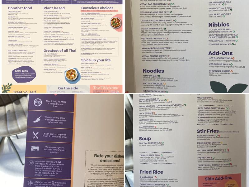 Camile Thai Bangor Menu