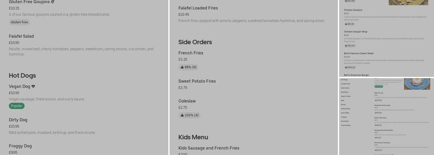 Bob & Berts - Newtownards Menu