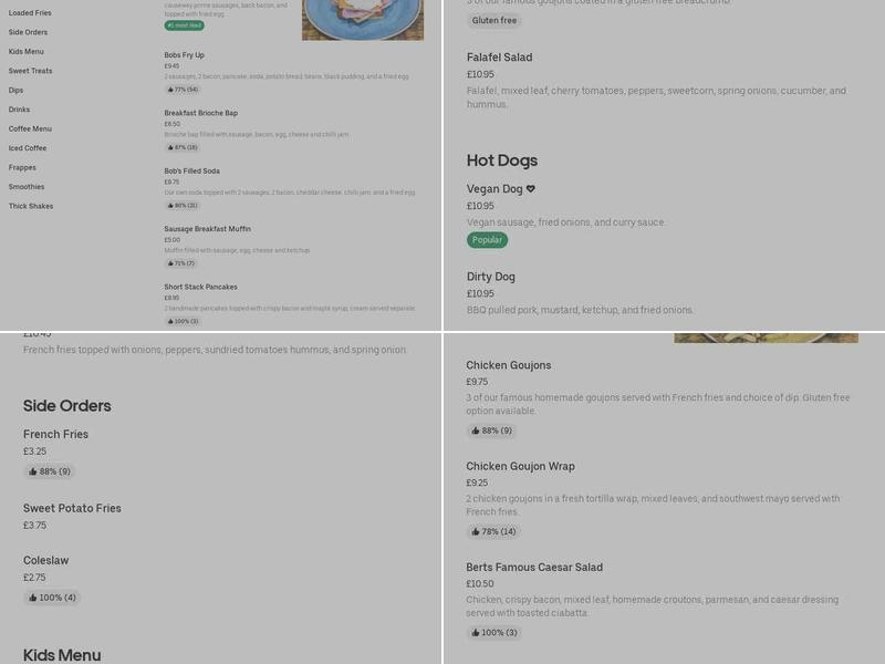 Bob & Berts - Newtownards Menu