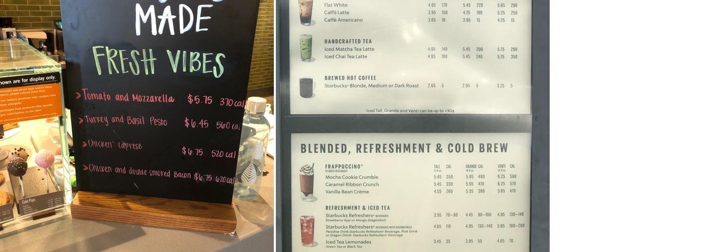 Starbucks Coffee Company Menu