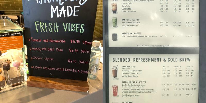 Starbucks Coffee Company Menu