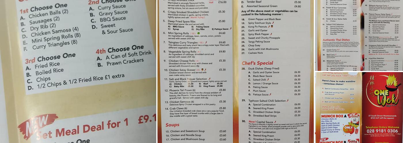 One Wok Menu