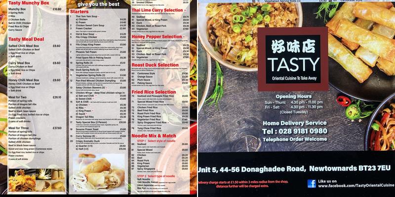 Tasty Oriental Cuisine Menu