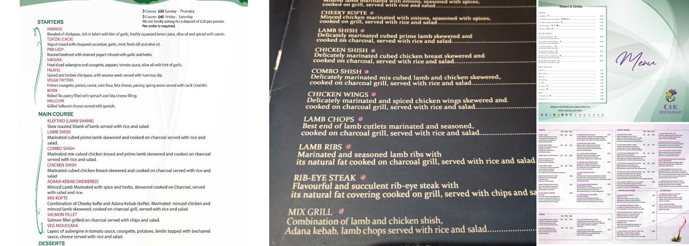 C&K Turkish Restaurant Menu