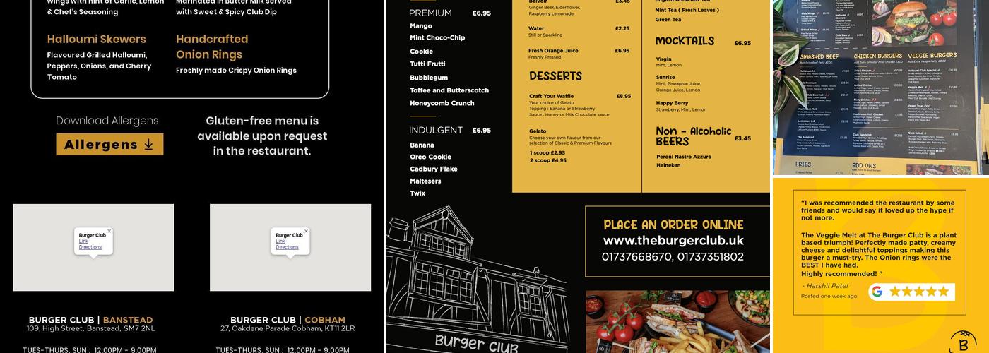 The Burger Club Menu
