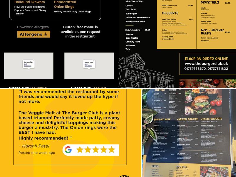 The Burger Club Menu