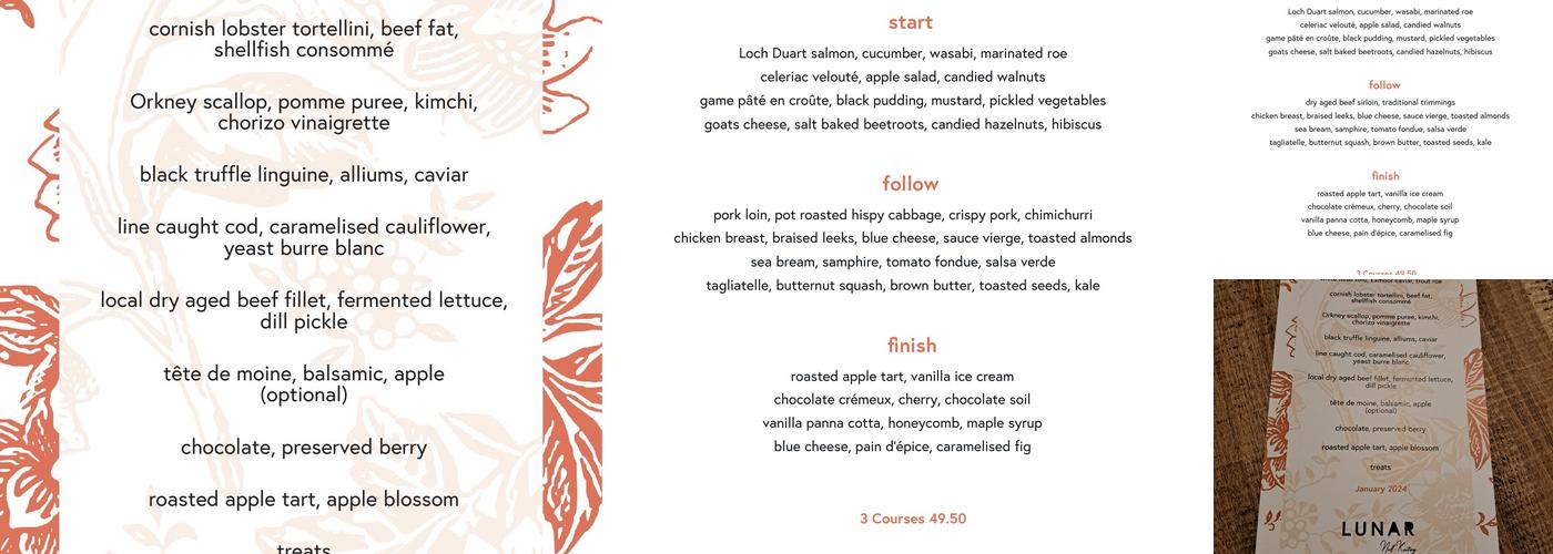 Lunar by Niall Keating Menu