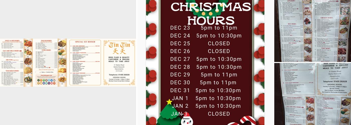 Tin Tin Cantonese Takeaway Menu