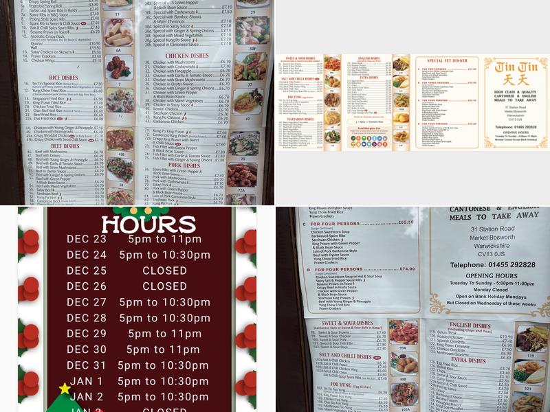 Tin Tin Cantonese Takeaway Menu