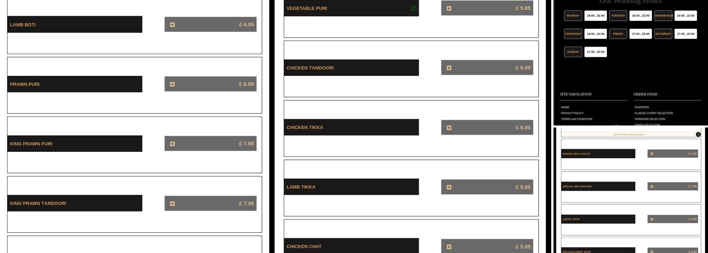 Enfield Tandoori Restaurant Menu