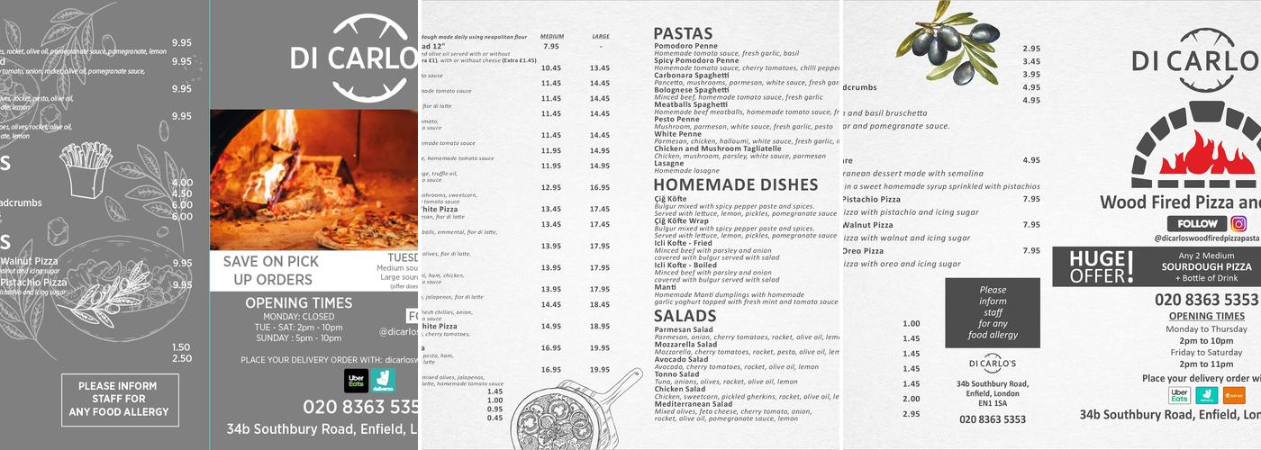 Dicarlo's Wood Fired Pizza and Pasta Menu