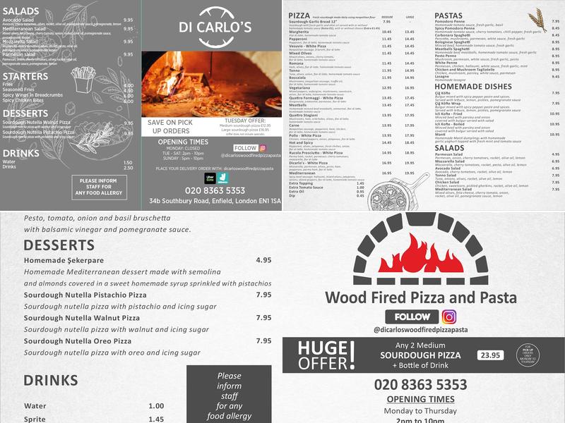 Dicarlo's Wood Fired Pizza and Pasta Menu